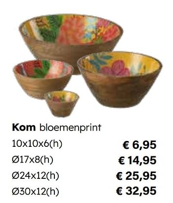 Promoties Kom bloemenprint - Huismerk - Europoint - Geldig van 25/03/2024 tot 12/05/2024 bij Europoint