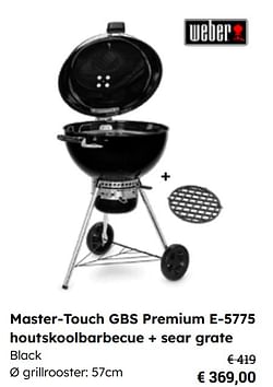 Master-touch gbs premium e-5775 houtskoolbarbecue + sear grate