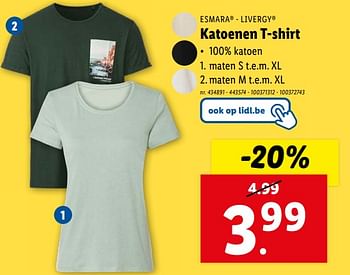 Promoties Katoenen t-shirt - Huismerk - Lidl - Geldig van 17/04/2024 tot 23/04/2024 bij Lidl