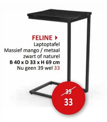 Promotions Feline laptoptafel - Produit maison - Weba - Valide de 27/03/2024 à 16/05/2024 chez Weba