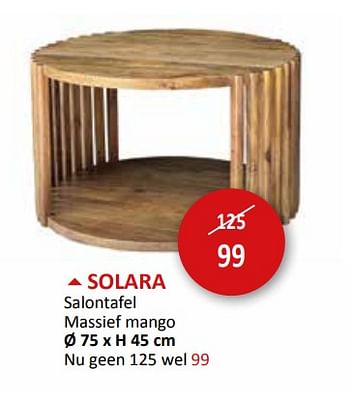 Promoties Solara salontafel - Huismerk - Weba - Geldig van 27/03/2024 tot 16/05/2024 bij Weba