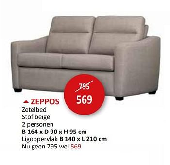 Promoties Zeppos zetelbed - Huismerk - Weba - Geldig van 27/03/2024 tot 16/05/2024 bij Weba