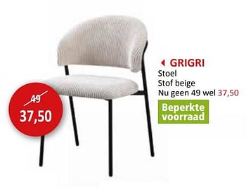 Promotions Grigri stoel - Produit maison - Weba - Valide de 27/03/2024 à 16/05/2024 chez Weba