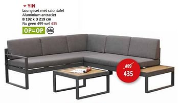 Promoties Yin loungeset met salontafel - Huismerk - Weba - Geldig van 27/03/2024 tot 16/05/2024 bij Weba