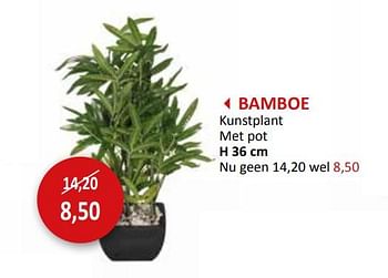 Promotions Bamboe kunstplant met pot - Produit maison - Weba - Valide de 27/03/2024 à 16/05/2024 chez Weba