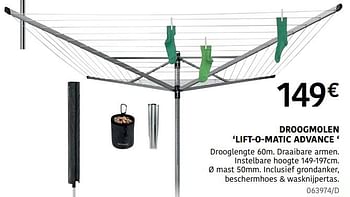 Promotions Droogmolen lift-o-matic advance - Brabantia - Valide de 04/04/2024 à 30/06/2024 chez HandyHome