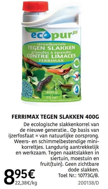 Promoties Ferrimax tegen slakken - BSI - Geldig van 04/04/2024 tot 30/06/2024 bij HandyHome