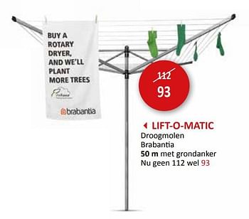 Promotions Lift o matic droogmolen brabantia - Brabantia - Valide de 27/03/2024 à 16/05/2024 chez Weba