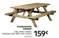 Promoties Picknicktafel gdansk - Huismerk - HandyHome - Geldig van 04/04/2024 tot 30/06/2024 bij HandyHome