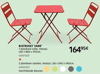 Promoties Bistroset jane 1 plooibare tafel + 2 plooibare stoelen - Huismerk - HandyHome - Geldig van 04/04/2024 tot 30/06/2024 bij HandyHome