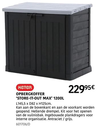 Promotions Opbergkoffer store it out max - Keter - Valide de 04/04/2024 à 30/06/2024 chez HandyHome