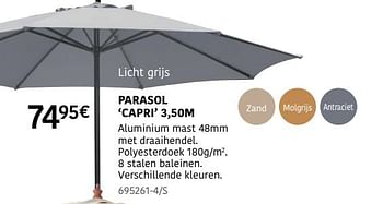 Promoties Parasol capri - Huismerk - HandyHome - Geldig van 04/04/2024 tot 30/06/2024 bij HandyHome