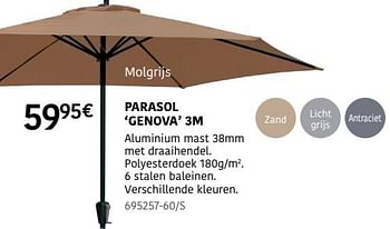Promoties Parasol genova 3m - Huismerk - HandyHome - Geldig van 04/04/2024 tot 30/06/2024 bij HandyHome