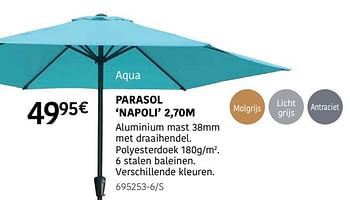 Promoties Parasol napoli - Huismerk - HandyHome - Geldig van 04/04/2024 tot 30/06/2024 bij HandyHome