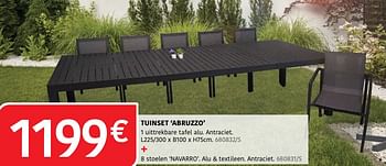 Promotions Tuinset abruzzo 1 uittrekbare tafel + 8 stoelen navarro - Produit Maison - HandyHome - Valide de 04/04/2024 à 30/06/2024 chez HandyHome