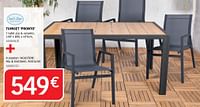 Promoties Tuinset pronto 1 tafel alu + ceramic + 4 stoelen houston - Sens-Line - Geldig van 04/04/2024 tot 30/06/2024 bij HandyHome