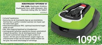 Promoties Greenworks robotmaaier optimow 15 - Greenworks - Geldig van 04/04/2024 tot 30/06/2024 bij HandyHome