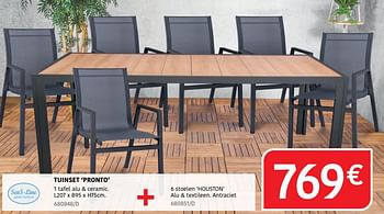 Promoties Tuinset pronto 1 tafel alu + ceramic + 6 stoelen houston - Sens-Line - Geldig van 04/04/2024 tot 30/06/2024 bij HandyHome