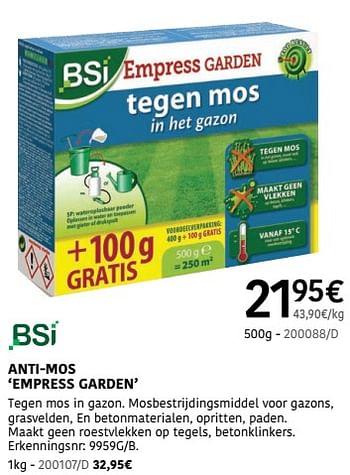 Promoties Anti-mos empress garden - BSI - Geldig van 04/04/2024 tot 30/06/2024 bij HandyHome