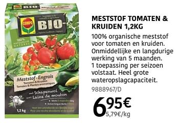 Promotions Meststof tomaten + kruiden - Compo - Valide de 04/04/2024 à 30/06/2024 chez HandyHome