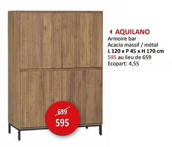 Promotions Aquilano armoire bar - Produit maison - Weba - Valide de 27/03/2024 à 16/05/2024 chez Weba