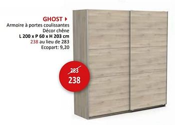 Promotions Ghost armoire à portes coulissantes - Produit maison - Weba - Valide de 27/03/2024 à 16/05/2024 chez Weba