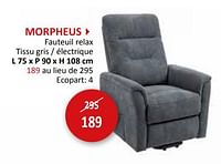 Promotions Morpheus fauteuil relax - Produit maison - Weba - Valide de 27/03/2024 à 16/05/2024 chez Weba