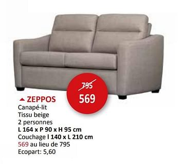 Promotions Zeppos canapé-lit - Produit maison - Weba - Valide de 27/03/2024 à 16/05/2024 chez Weba