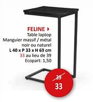 Promotions Feline table laptop - Produit maison - Weba - Valide de 27/03/2024 à 16/05/2024 chez Weba