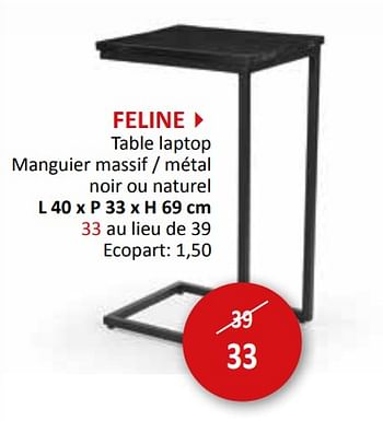 Promotions Feline table laptop - Produit maison - Weba - Valide de 27/03/2024 à 16/05/2024 chez Weba