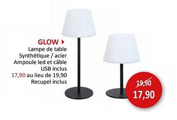 Promotions Glow lampe de table - Produit maison - Weba - Valide de 27/03/2024 à 16/05/2024 chez Weba