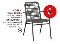 Promotions Hopi chaise de jardin avec accoudoirs - Produit maison - Weba - Valide de 27/03/2024 à 16/05/2024 chez Weba