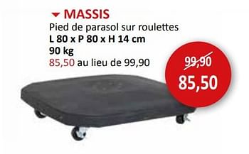 Promotions Massis pied de parasol sur roulettes - Produit maison - Weba - Valide de 27/03/2024 à 16/05/2024 chez Weba