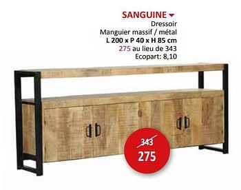 Promotions Sanguine dressoir - Produit maison - Weba - Valide de 27/03/2024 à 16/05/2024 chez Weba