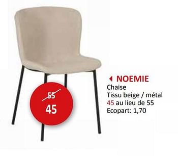 Promotions Noemie chaise - Produit maison - Weba - Valide de 27/03/2024 à 16/05/2024 chez Weba