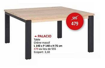 Promotions Palacio table - Produit maison - Weba - Valide de 27/03/2024 à 16/05/2024 chez Weba