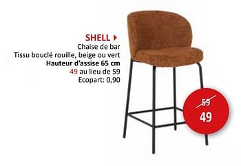 Promotions Shell chaise de bar - Produit maison - Weba - Valide de 27/03/2024 à 16/05/2024 chez Weba