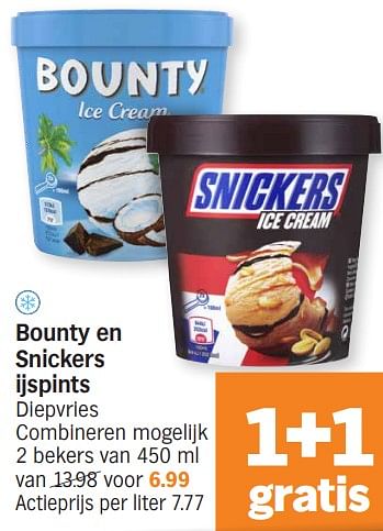 Promoties Bounty en snickers ijspints - Huismerk - Albert Heijn - Geldig van 15/04/2024 tot 21/04/2024 bij Albert Heijn