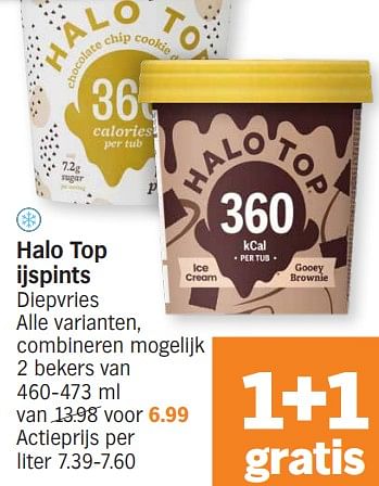 Promoties Halo top ijspints - Halo Top - Geldig van 15/04/2024 tot 21/04/2024 bij Albert Heijn