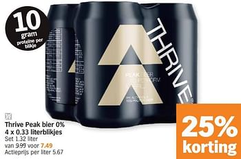 Promoties Thrive peak bier 0% - Thrive - Geldig van 15/04/2024 tot 21/04/2024 bij Albert Heijn