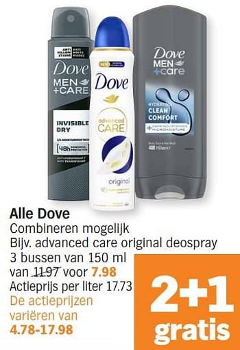 Promoties Advanced care original deospray - Dove - Geldig van 15/04/2024 tot 21/04/2024 bij Albert Heijn