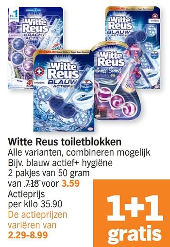 Promoties Blauw actief+ hygiëne - Witte reus - Geldig van 15/04/2024 tot 21/04/2024 bij Albert Heijn