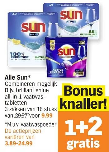 Promoties Brilliant shine all-in-1 vaatwastabletten - Sun - Geldig van 15/04/2024 tot 21/04/2024 bij Albert Heijn