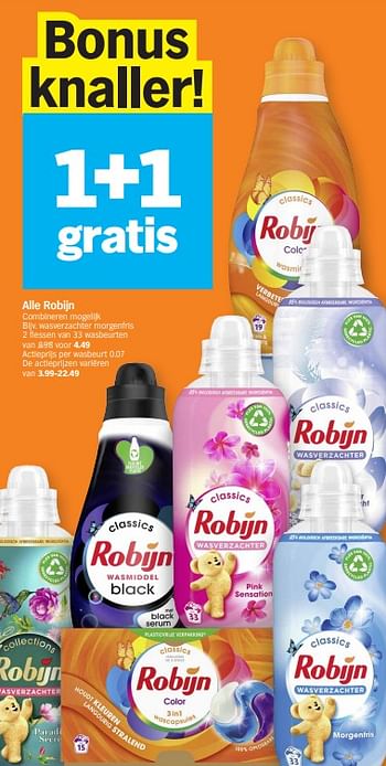 Promoties Wasverzachter morgenfris - Robijn - Geldig van 15/04/2024 tot 21/04/2024 bij Albert Heijn