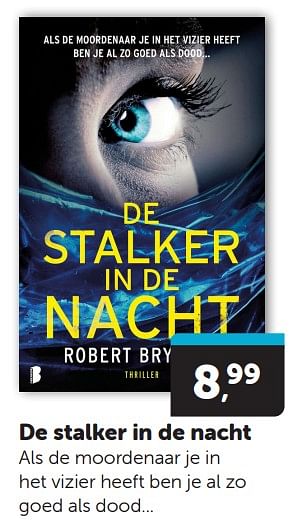 Promotions De stalker in de nacht - Produit Maison - Boekenvoordeel - Valide de 13/04/2024 à 21/04/2024 chez BoekenVoordeel