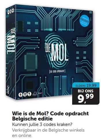 Promotions Wie is de mol? code opdracht belgische editie - Play  - Valide de 13/04/2024 à 21/04/2024 chez BoekenVoordeel