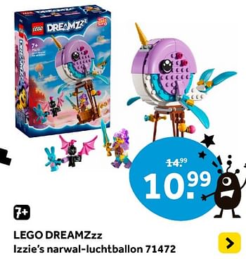 Promotions Lego dreamzzz izzie’s narwal-luchtballon 71472 - Lego - Valide de 12/04/2024 à 28/04/2024 chez Intertoys