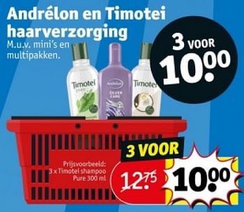 Promoties Andrélon en timotei haarverzorging - Huismerk - Kruidvat - Geldig van 16/04/2024 tot 21/04/2024 bij Kruidvat