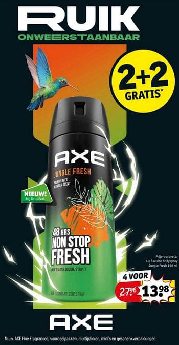 Promoties Axe deo bodyspray jungle fresh - Axe - Geldig van 16/04/2024 tot 21/04/2024 bij Kruidvat