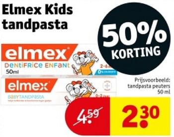 Promotions Elmex kids tandpasta peuters - Elmex - Valide de 16/04/2024 à 21/04/2024 chez Kruidvat